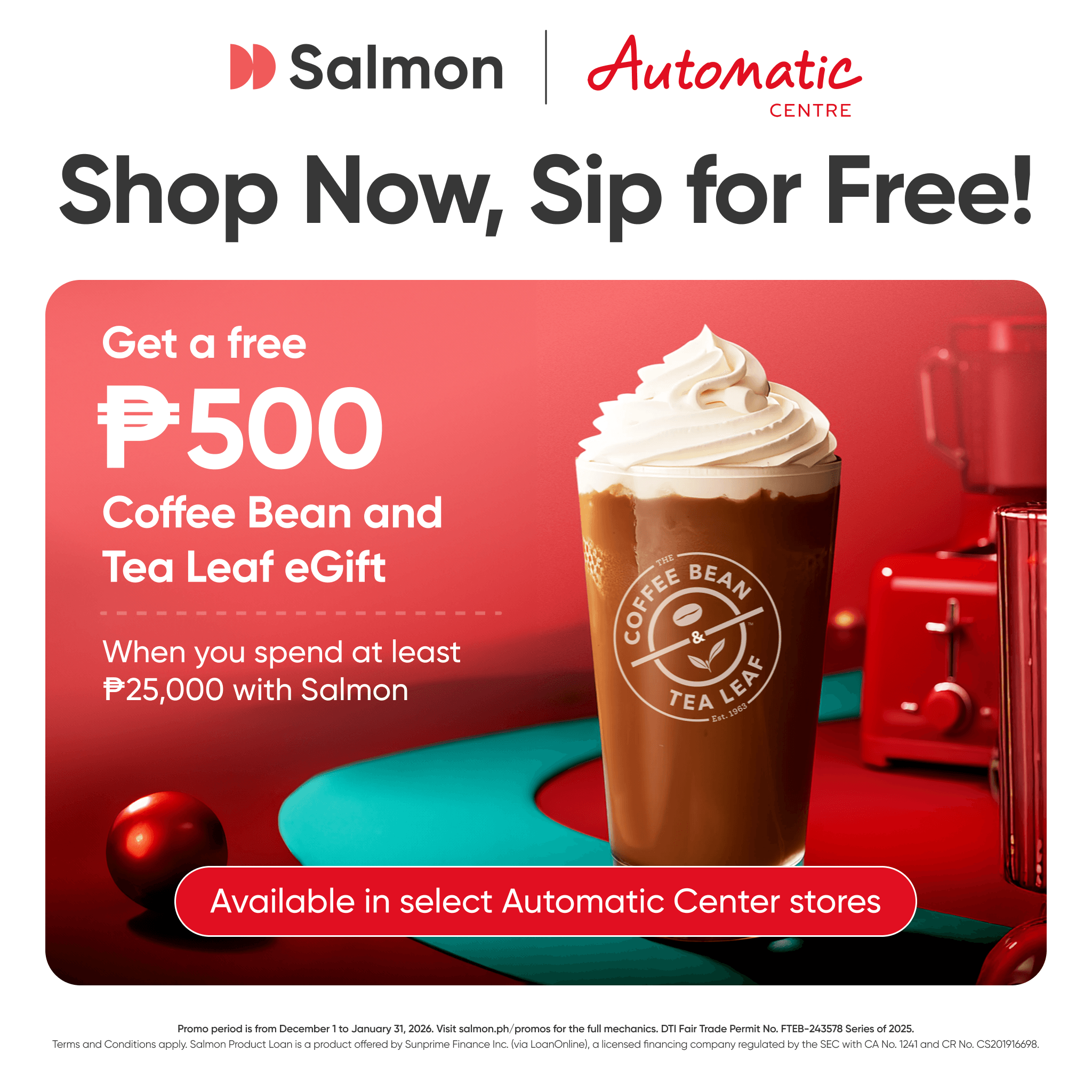 Shop Now, Sip for Free When You Shop at Automatic Centre!