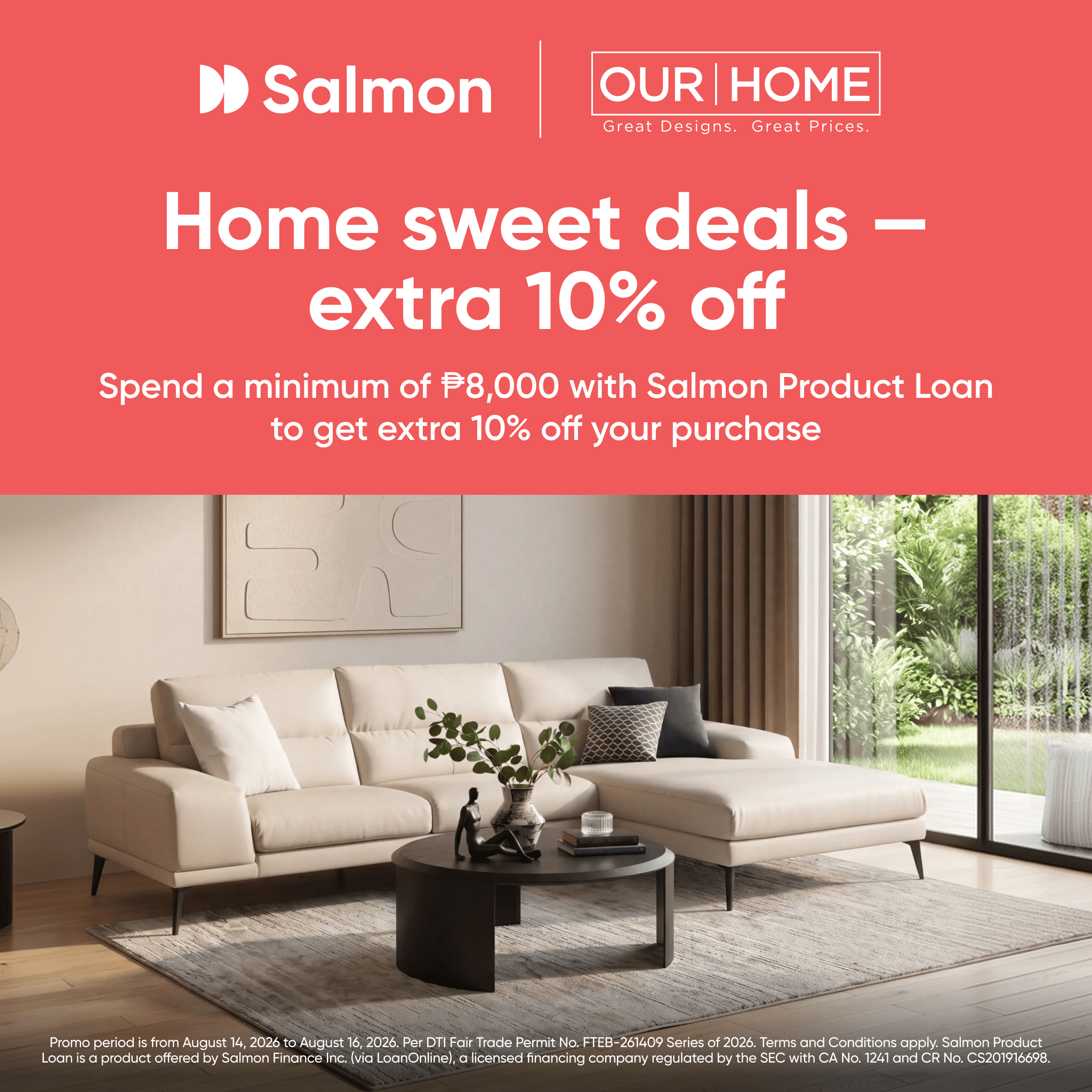 Home sweet deals — Extra 10% Off at OUR HOME Big Megatrade Sale